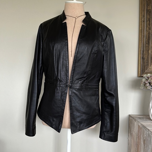 cigno nero Jackets & Blazers - Cigno Nero 100% Leather Black Notched Lapel Jacket 40